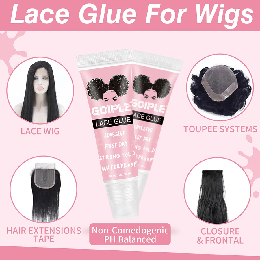 GOIPLE 0,5 унции парик кружевной клей быстросохнущий супер прочный клей водостойкие невидимые склеивающие продукты для кружевной синтетической сетки для волос