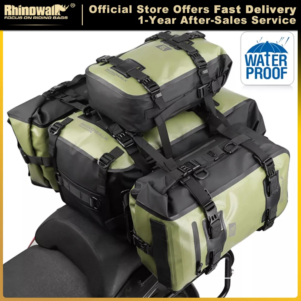 Rhinowalk Motorcycle Tail Bag 100% Waterproof Large Capacity Motor Side Seat Pack Multifunction Travel Luggage Case 1 piece sale