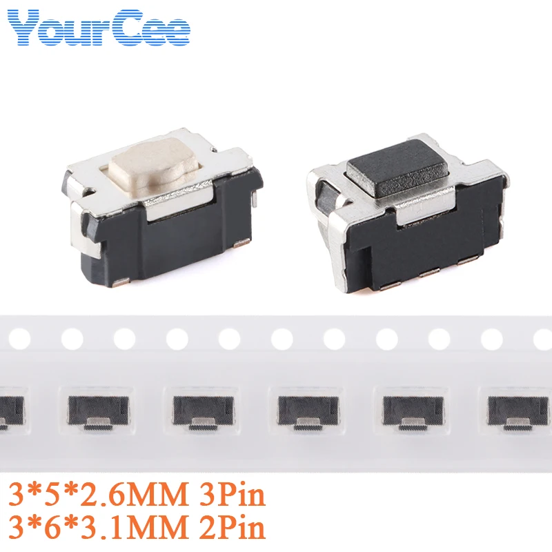 50Pcs/5Pcs 3*5*2.6MM 3Pin 3*6*3.1MM 2Pin Tact Switch Light Touch Switch SMD Mini Button Switch Sinking Plate 3x5x2.6 3x6x3.1MM