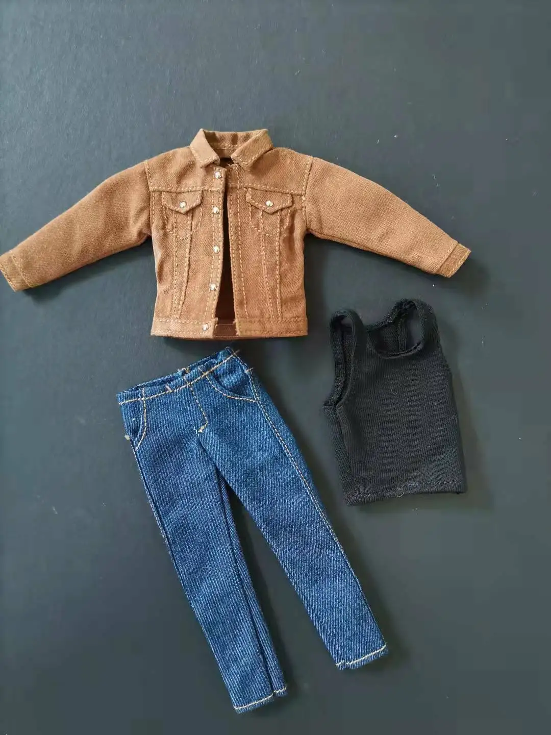 P4-4  1/12 Male Jacket Vest Jeans Suit Set For 6