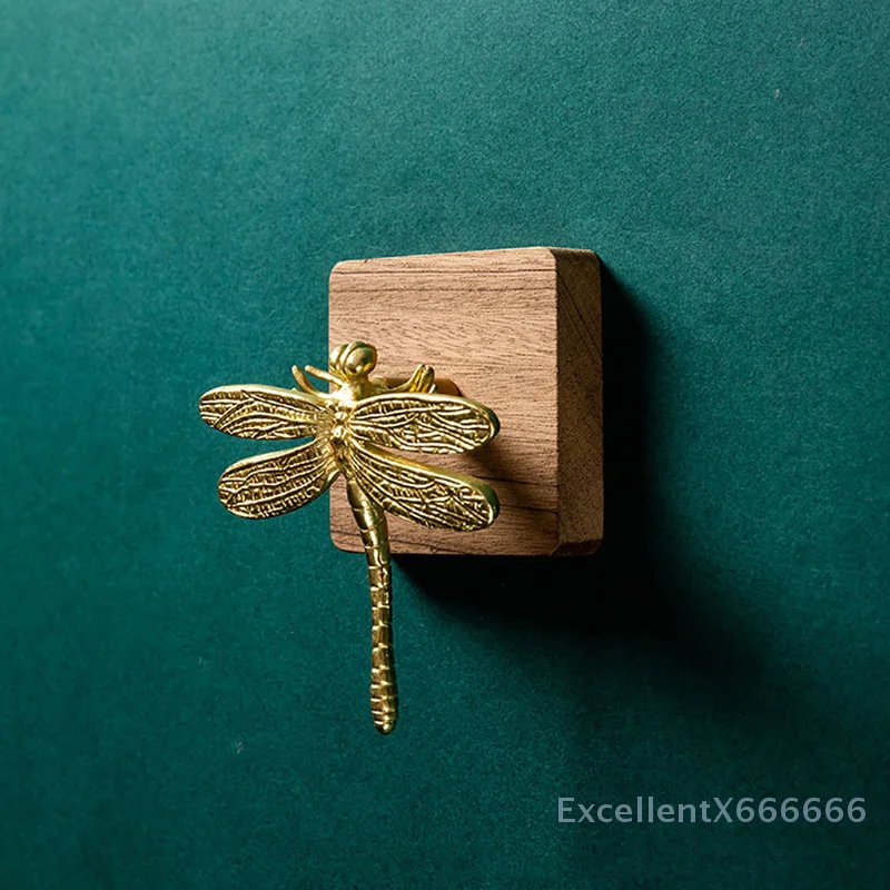 

Pure Copper Drawer Door Knob Brass Dragonfly Handle Simple Nordic Cabinet Gold