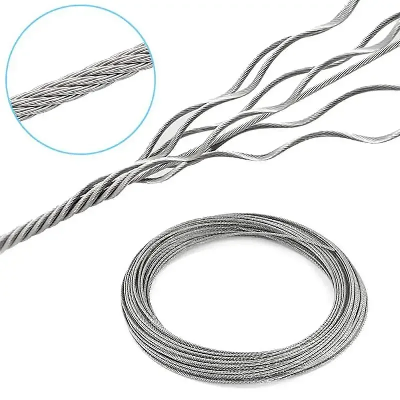 7x7 Stainless Steel Wire Rope 5m 10m Flexible Cable for Drying Rack Lifting Fishing Pulling Heavy Duty DIY 0.5mm-3mm