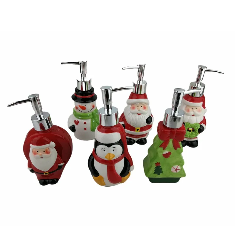 Ceramic Emulsion Bottle Santa Claus Relief Hand Sanitizer Bottle Penguin Separate Bottle Bathroom Wash Suit