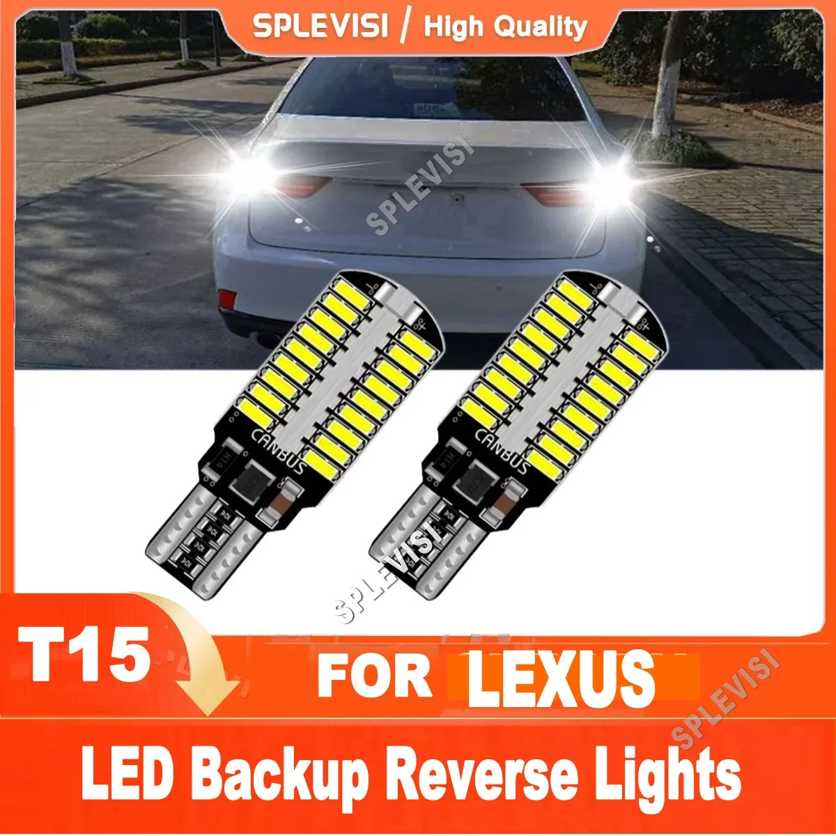 

2x T15 912 915 6000K White LED Reverse Lights Replace For Lexus GX460 RX330 RX350 ES350 CT200h IS250 IS350 LX570