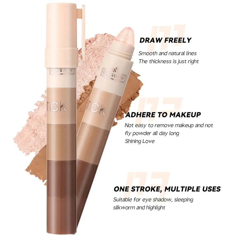 Stylo ombre à paupières longue durée 5 en 1, velours mat, Pigment scintillant, combinaison de maquillage, Mini stylo ombre à paupières rose marron