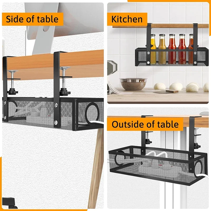 Cable Management Under Desk No Drill Desk Cable Management Box for Office Home No Damage to Desk