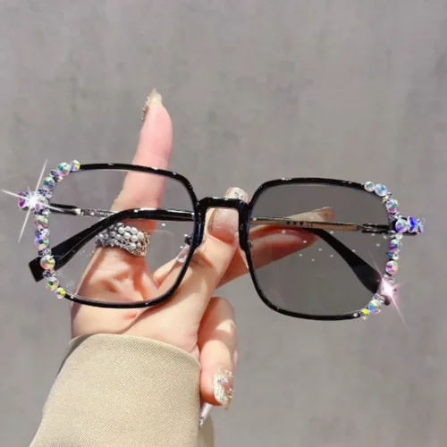 Imagen 1 del producto Gafas fotocromáticas con joyería de diamantes, gafas para miopía que cambian de Color a la moda con sensación de alta gama -0-4