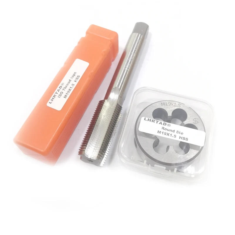 Imagem -02 - Tap Die Grupo M19x2 M19x1.5 M19x1 M19x0.75 Hss Reto Métrico Parafuso Fino Torneira Redonda Kit de Reparo de Rosca M19x2 M19