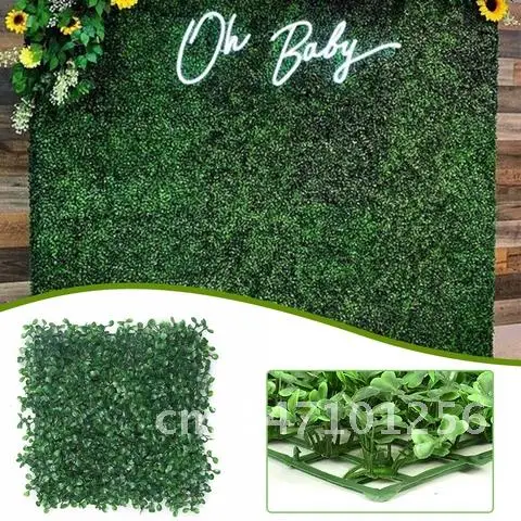 25x25cm Artificial Plants Grass Wall Backdrop Flowers wedding Boxwood Hedge Panels for Indoor/Outdoor Garden Wall Decoration