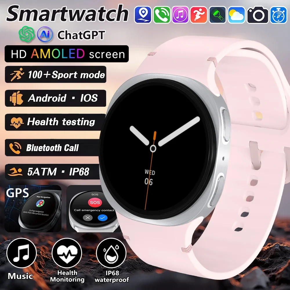 

2026 Часы GPS Track Смарт-часы для мужчин и женщин Спортивные часы с пульсометром Bluetooth Вызов NFC IP68 Водонепроницаемые умные часы с компасом 8 Мини