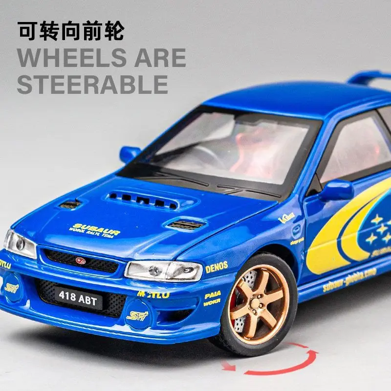 1:32 Alloy Car Model For Subaru Impreza Rally Car Diecast Racing Vehicle With Pull Back Sound Light Collectible Gift For Fans view 4
