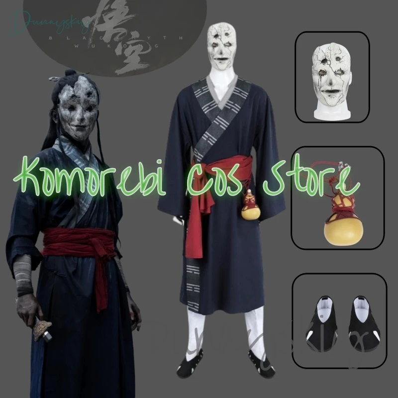 Game Black Myth Wukong Mi Taoist Cosplay Costume Mask Face Cover Mi Dao Ren Midaoren Uniform Headress Props Socks Halloween