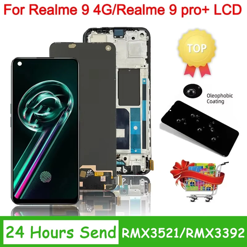 

6.4" New For Oppo Realme 9 RMX3521 LCD Display Touch Panel Digitizer For Realme 9 Pro+ 9 Pro Plus RRMX3392 With fingerprint