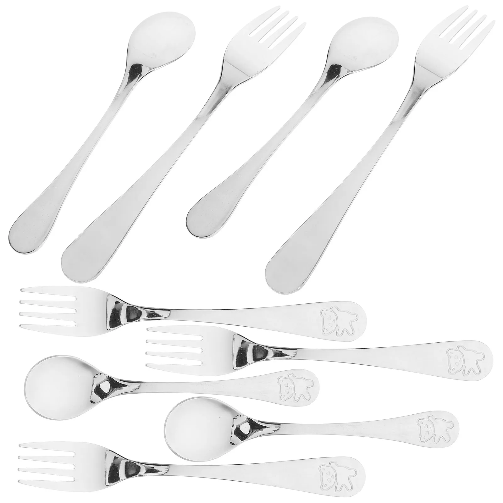 

Набор из 5 комплектов ложек и вилок для малышей, эргономичные детские столовые приборы для самостоятельного кормления, безопасные закругленные зубцы, обучающие инструменты для еды для детей