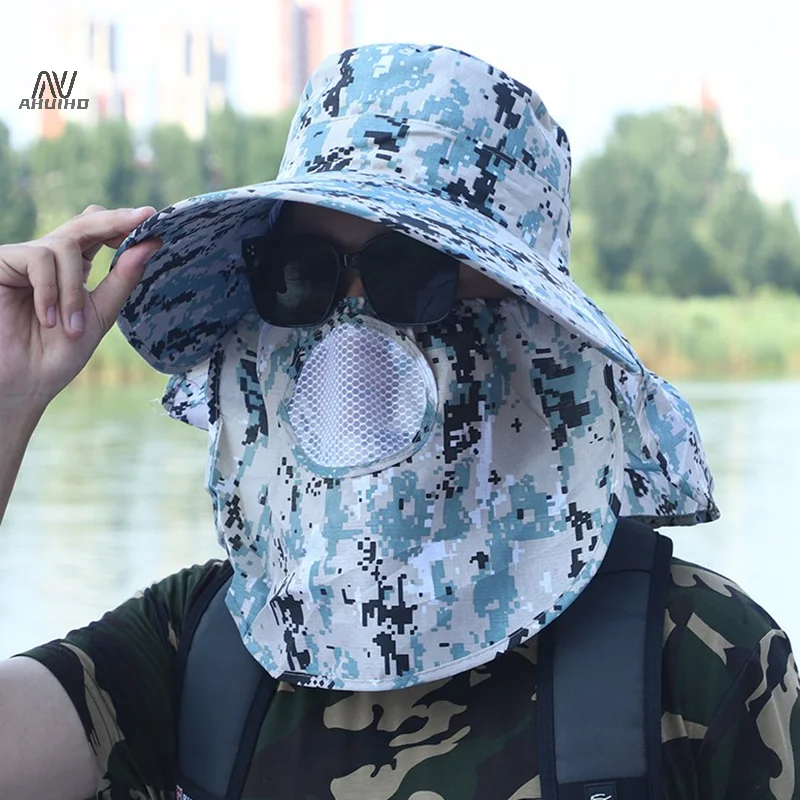 Camouflage Summer Sun Hats UV Protection Ventilate Outdoor Hunting Fishing Cap For Men Women Hiking Camping Visor Bucket Hat