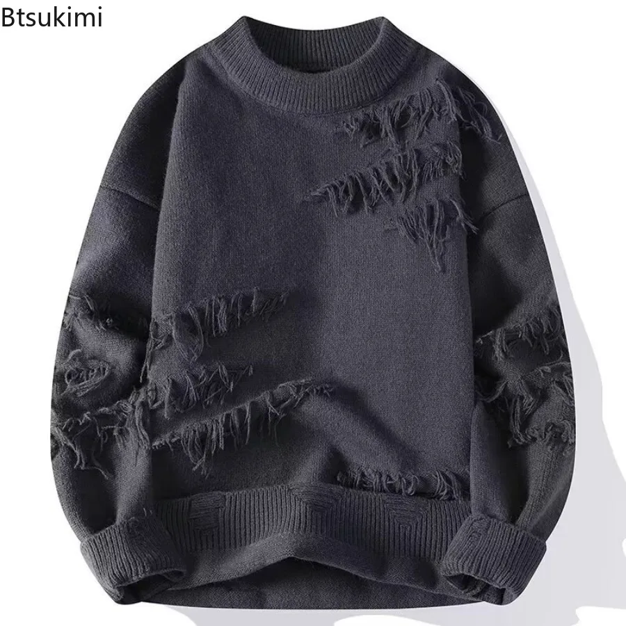 

2025 Men's Knitwear Sweater Pullovers Autumn and Winter Round Neck Solid Color Thickened Knitted Sweater Oversize Male Jumper