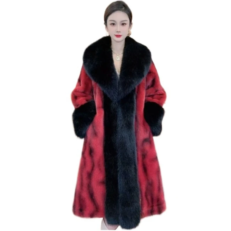 

Европейская шуба из искусственного меха из флиса из искусственного меха средней длины с большим меховым воротником Бестселлер Стильная универсальная куртка на выбор 2026