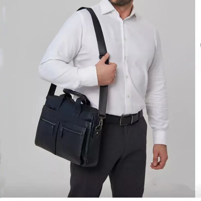 Imagem -03 - Bolsas de Couro Genuíno para Homens Pastas de Viagem de Negócios Bolsas Mensageiro Bolsa Masculina Alta Qualidade