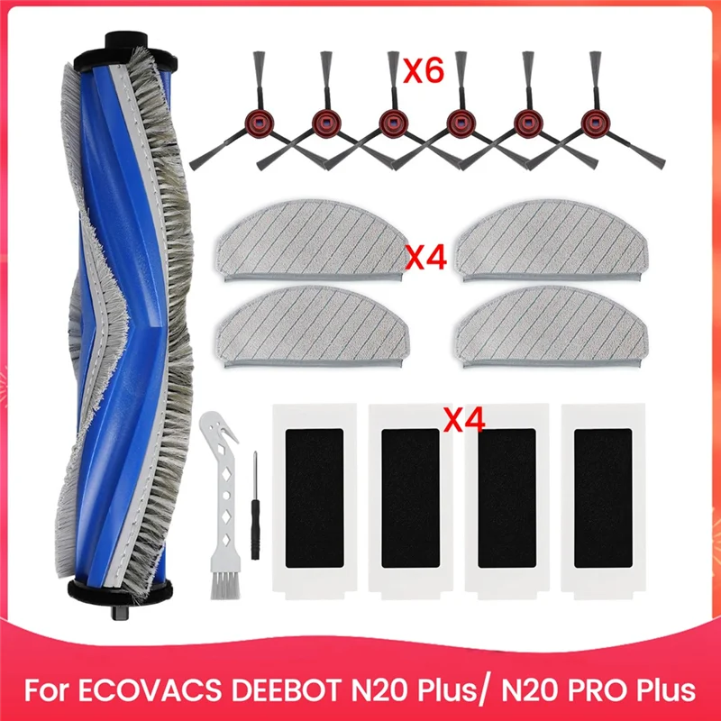 ABJY-ملحقات ل ECOVACS DEEBOT N20 Plus/ N20 PRO Plus روبوت فراغ استبدال أجزاء الجانب الرئيسي فرشاة تصفية المماسح