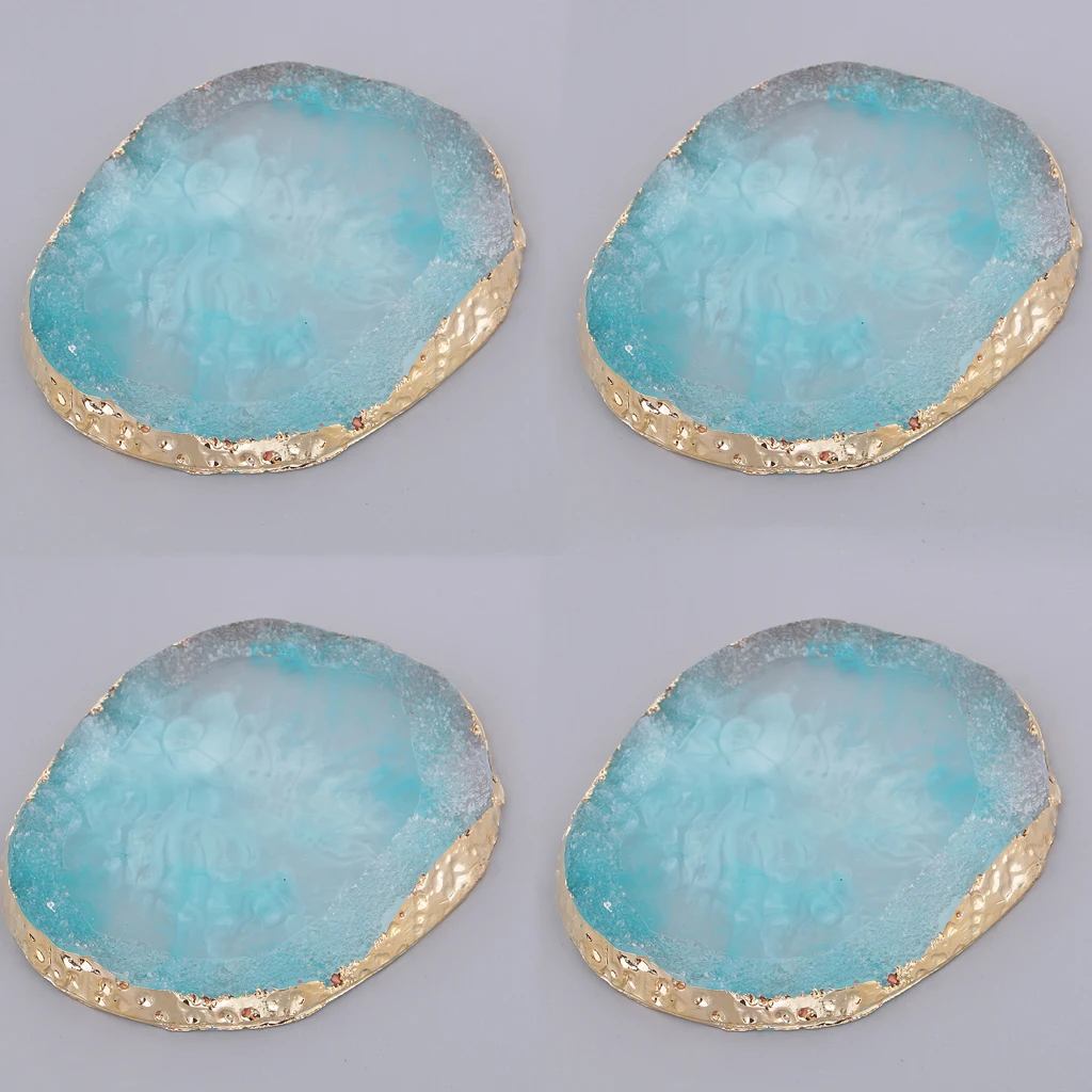 

4 Pieces Unique Faux Agate Resin Slices Handcrafted with Covering for Jewelry Display Pad Art Crafts Drink Coasters