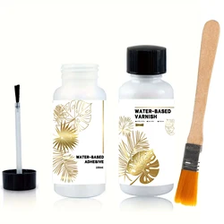 50ML/100ML/ Golden Foil Adhesive Kit - Water-Based Metallic Glue with Brush for Crafts, Painting & Art Projects