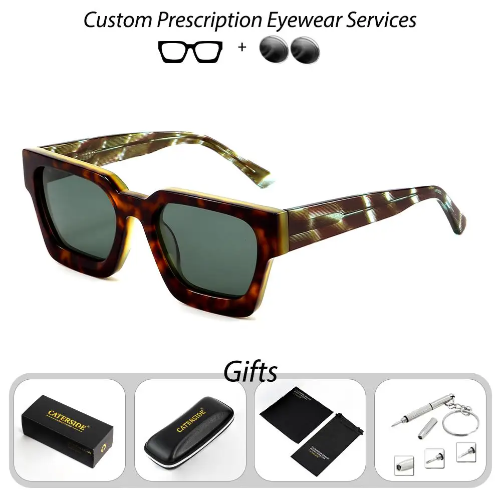 CATERSIDE Vintage Herren-Korrektionsbrille, verdickte quadratische optische Sonnenbrille für Damen, modische Brille für Outdoor-Fahrten – Detail 14