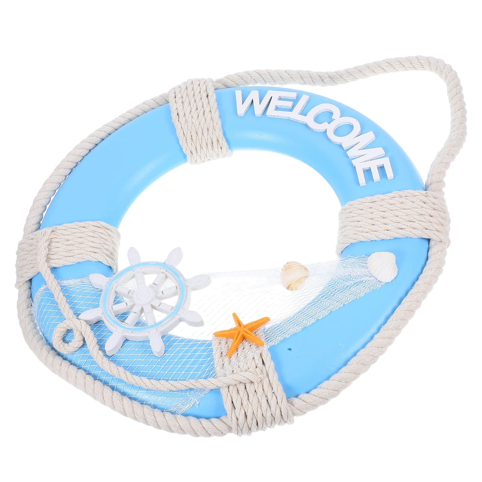 Wooden Lifebuoy Wall Decor Hand Painted Mediterranean Style Beach Home Accessories Living Room Decoration