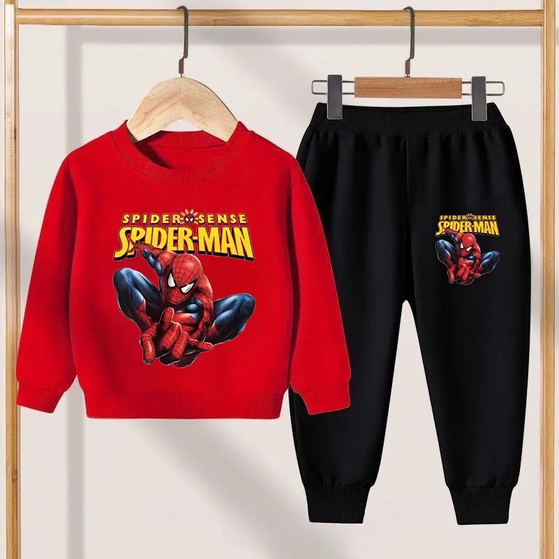 Lente Nieuwe Stijl Casual Kinderkleding Sets Anime Spiderman Jongens Trui Lange Broek Tweedelig Pak Marvel Kids Sweatsuit