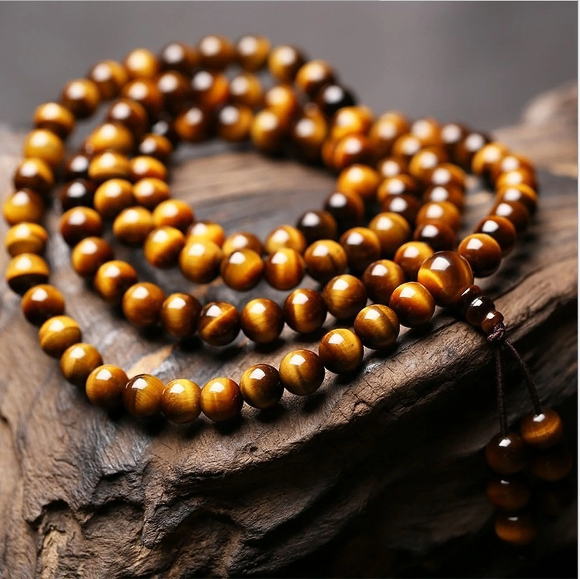 

Spiritual Bracelet 108 Beads 6mm-8mm Natural Tiger Eye Stone Beaded Bracelet Natural Gemstone Men Bracelet Meditation Jewelry