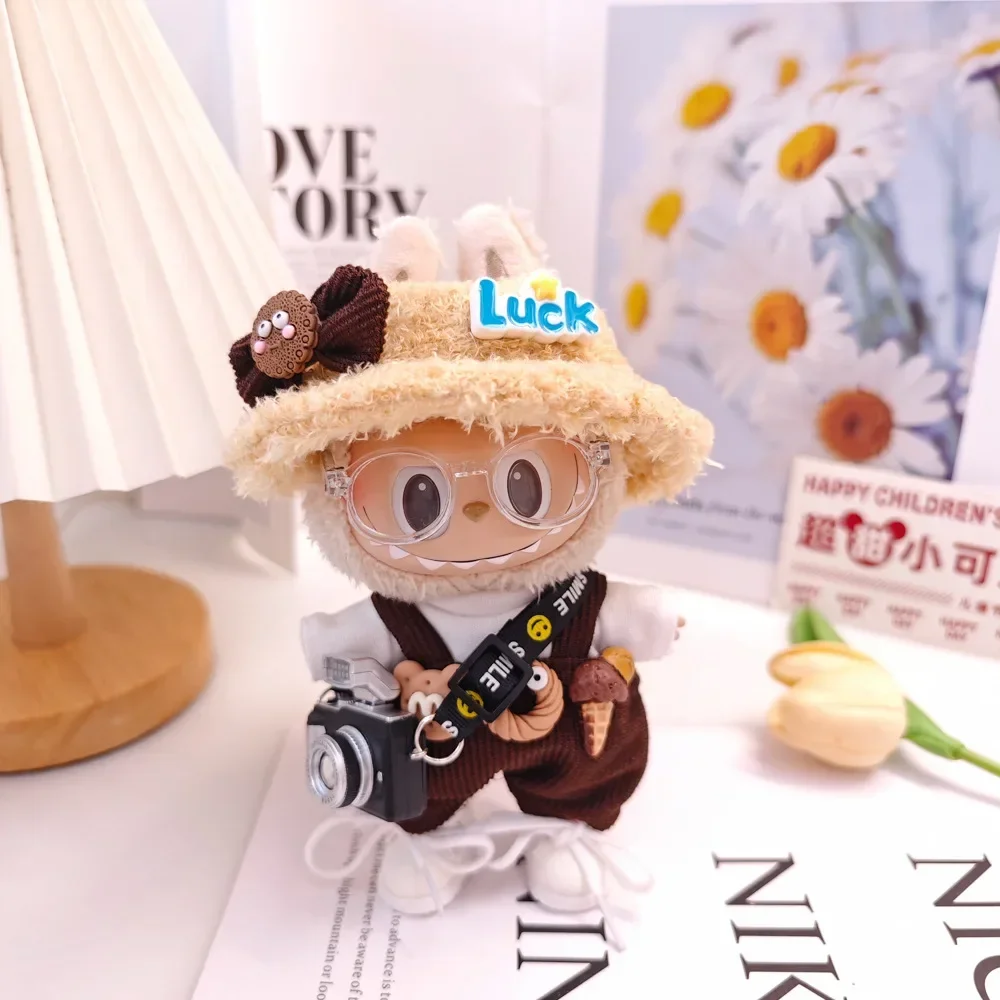 Mini ropa de muñeca de peluche, accesorios de atuendo para Corea, Kpop Exo Labubu V1 V2, muñecas Idol, conjunto de sombrero para fiesta de ensueño, ropa