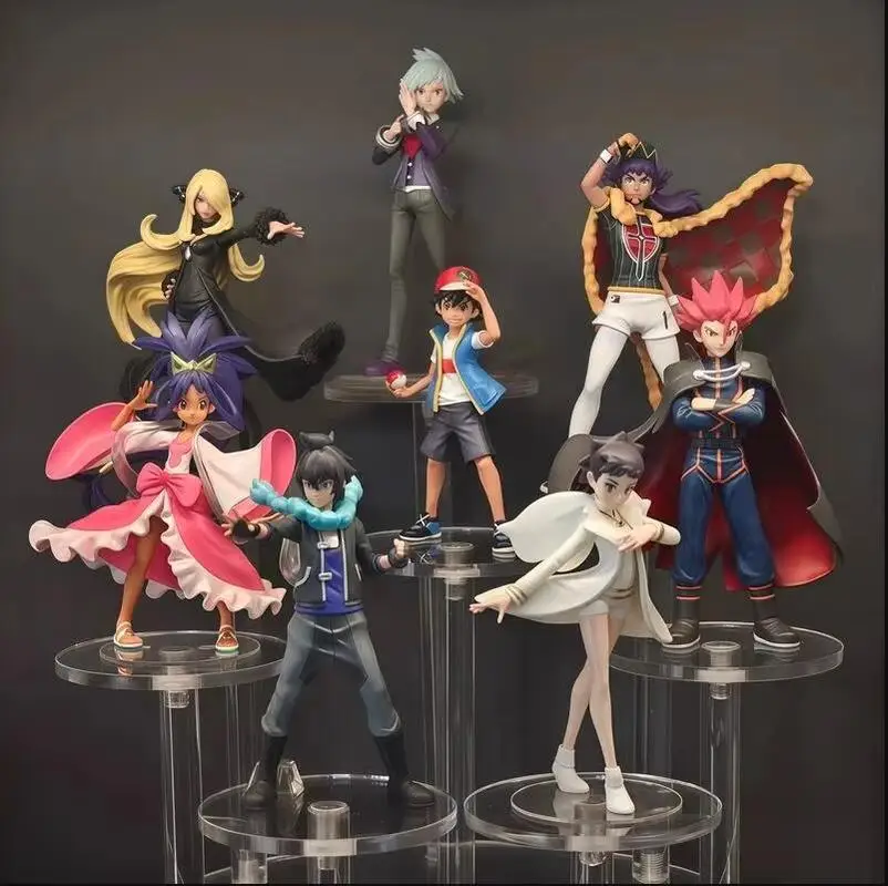 

In Stock 8pcs Pokemon Masters Handmade Statue Set Ash/Cynthia/Diantha Anime Figure Collection Model Decoration Gift