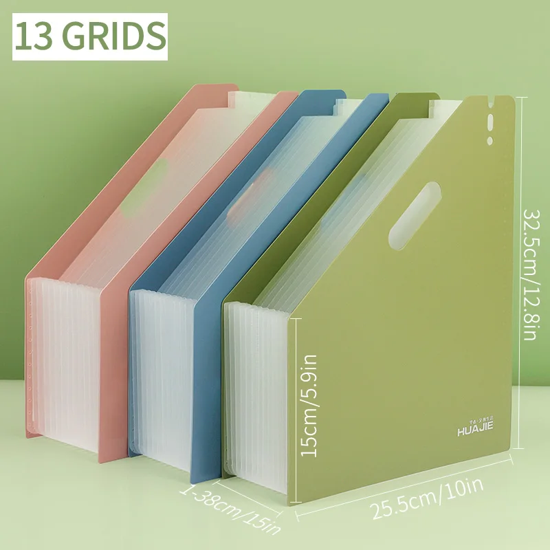 HUAJIE Expandable 13-Pocket A4 Accordion File Organizer - Large Capacity, Durable PP Material, for Office and School Storage