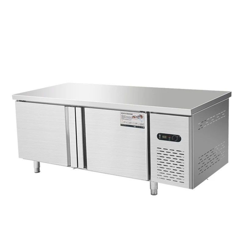

110V refrigerated workbench commercial fresh-keeping frozen flat freezer kitchen milk tea shop stainless steel