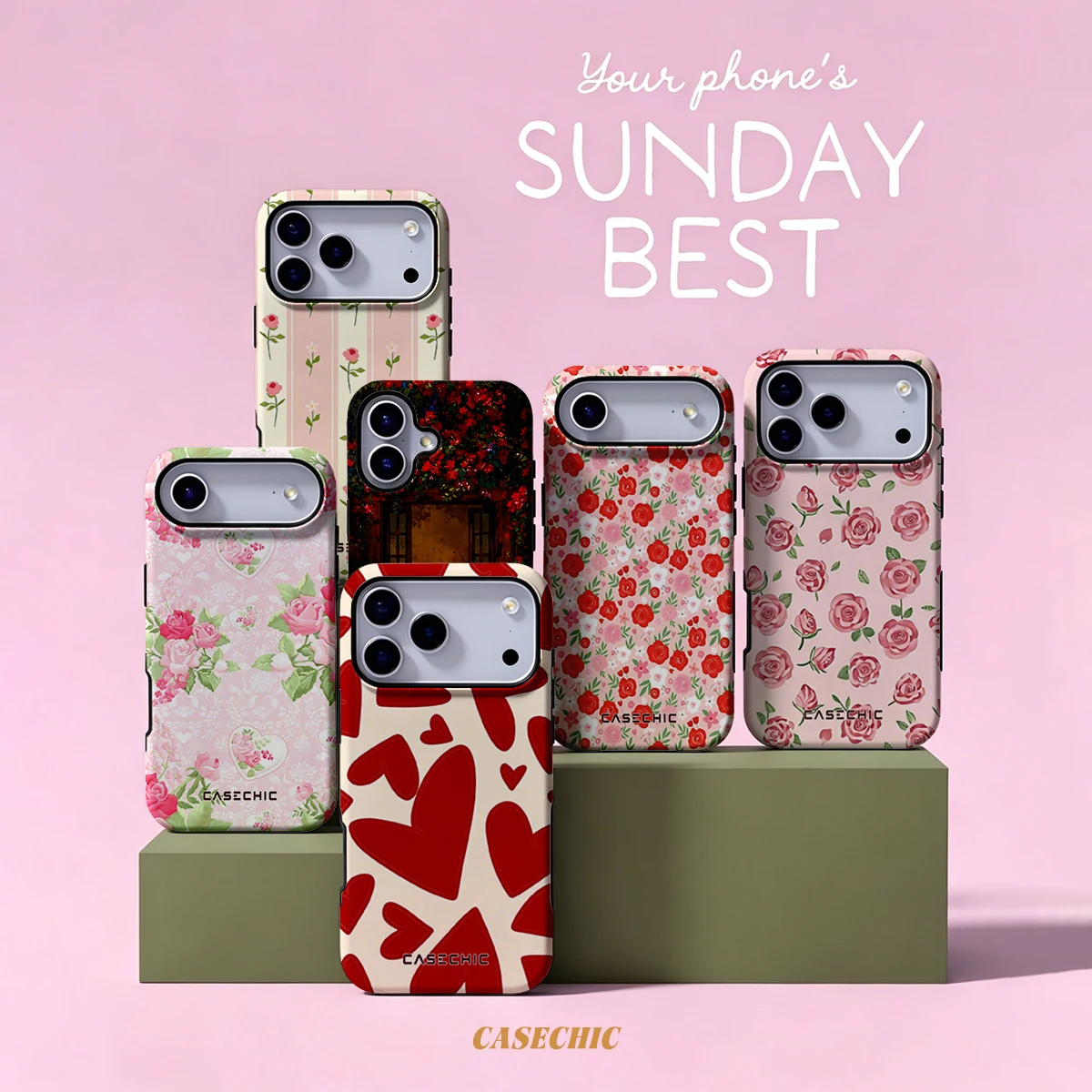 Romantic Cream Red Heart For Samsung Galaxy S26 Ultra A56 Exquisitely Pattern Double Protective Phone Cover Cases CaseChic