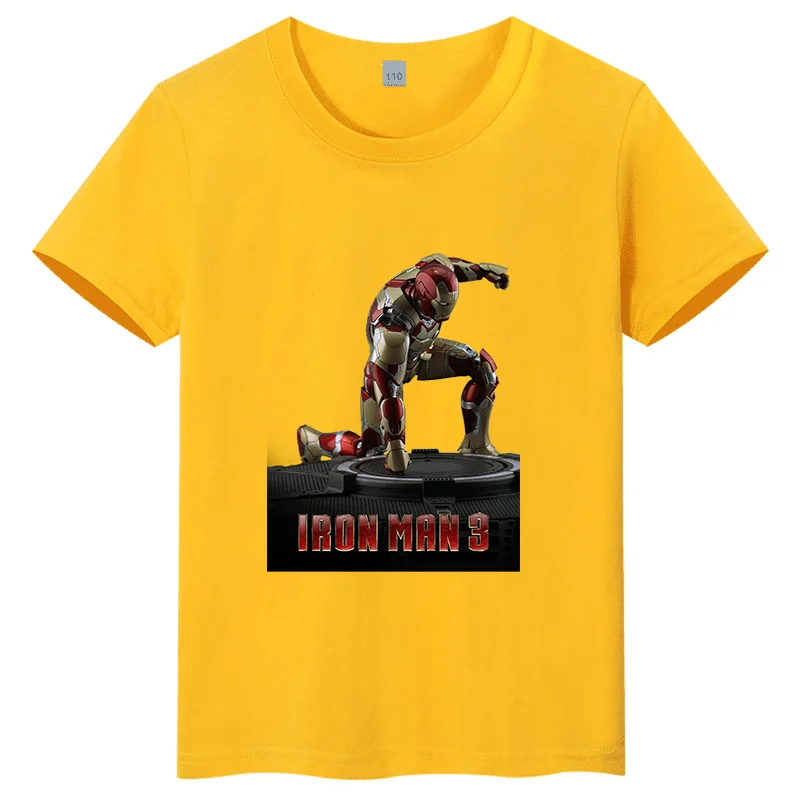 

Детская футболка с короткими рукавами и принтом Marvel Iron Man 3, детская футболка с круглым вырезом, повседневная футболка с короткими рукавами для родителей и детей