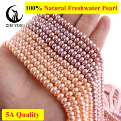 Zhe Ying 5A Pink Purple Freshwater Pearl Beads 100% Mother of Pearl Beads for Jewelry Making DIY Accessories