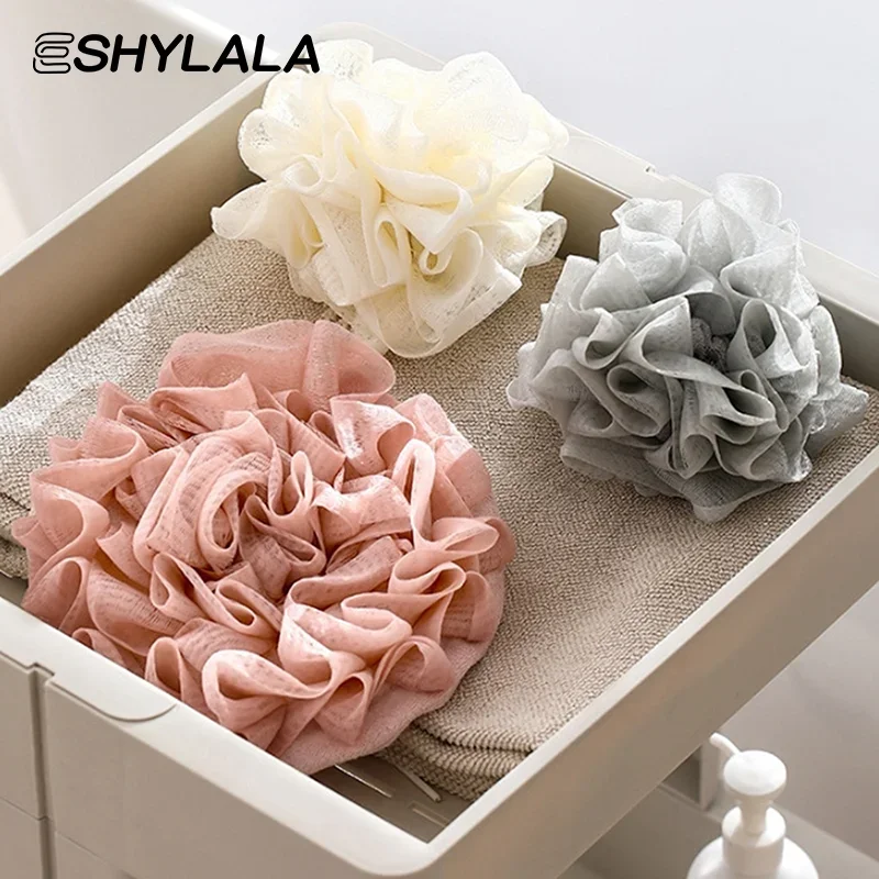 

2-In-1 Bath Ball Towel Loofah With Drawstring Closure For Soap Soft Exfoliating Mesh Shower Sponge Body Skin Care Bathing Tools