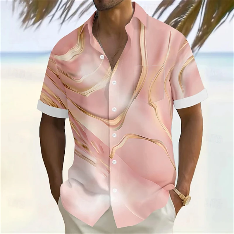 Nueva camisa para hombre, camisas hawaianas con estampado 3d de arte abstracto de Color para hombre, pantalón corto informal, Tops de manga, camisa de gran tamaño, ropa Unisex