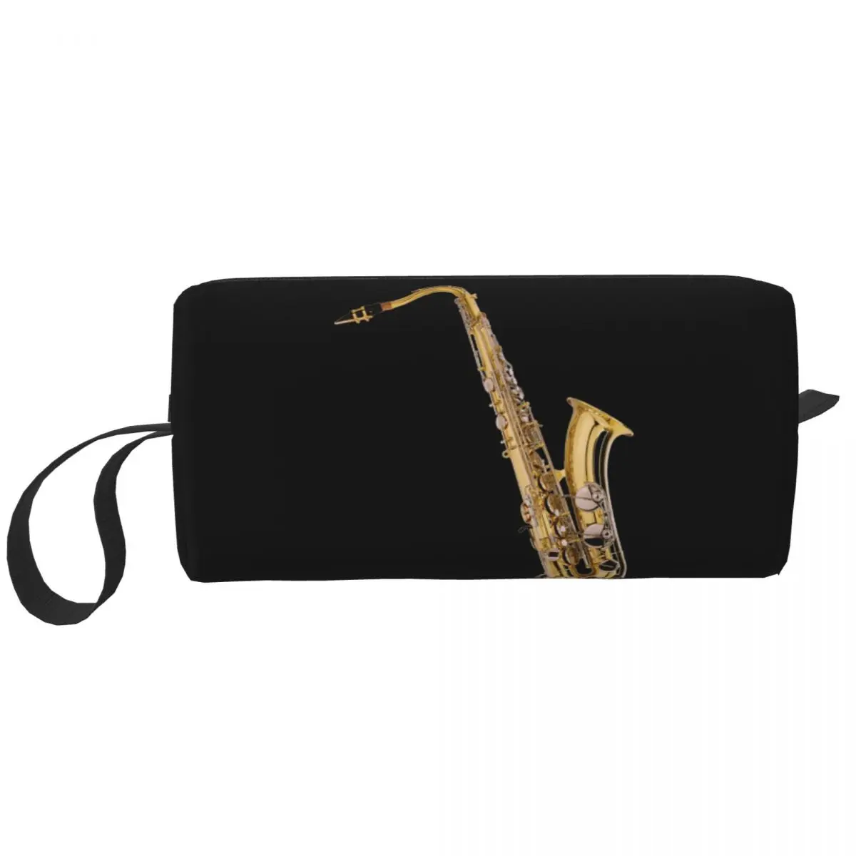 Saxophonist Saxophon Schwarzes Federmäppchen für Studenten, Geschenke, Stiftbox, Bleistiftbeutel, Schreibwaren, Reise, Damen, Kosmetiktasche