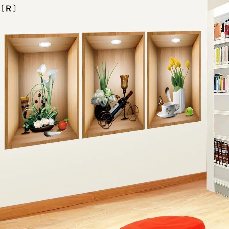 〔R〕3 Stück/Set Topfpflanzen-Vasen-Wandaufkleber, abnehmbar, für Schlafzimmer, Wohnzimmer, Kinderzimmer, Dekoration, Wandaufkleber〔Winter2〕