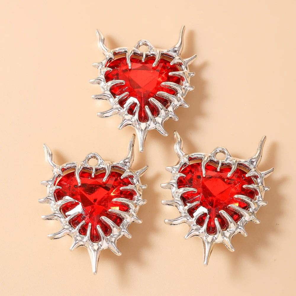Leslie 5 Stück 24*33mm Steampunk Gothic Thorn Heart Charms Anhänger für Ohrringe Halskette Armband DIY Schmuck handgefertigtes Kunsthandwerk – Detail 6