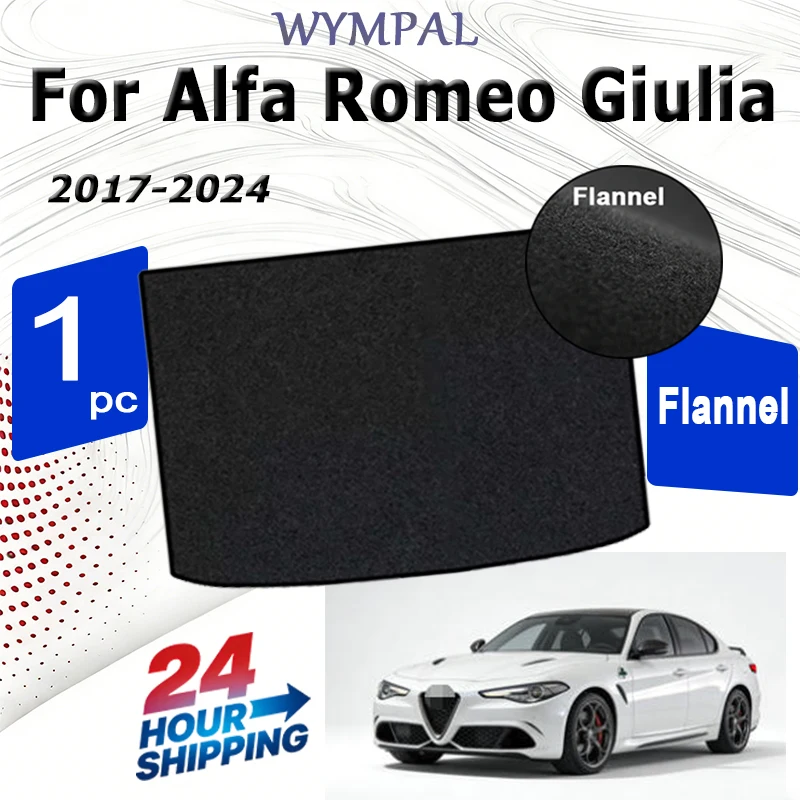 

Фланелевые коврики в багажник для Alfa Romeo Giulia 2017-2024, черный грузовой вкладыш-лоток для багажника автомобиля