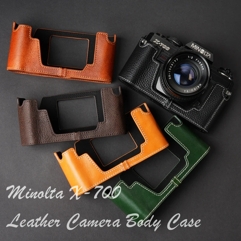 Design for Minolta X-700 X570  Camera Handmade Genuine Leather Camera Half Case Box Cover Bag