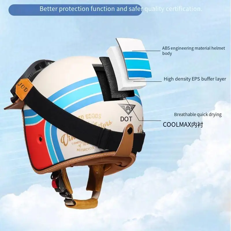 China 3C Certification Retro Motorcycle Helmet Lightweight Ventilation 3/4 Cruise Helmet Unisex Riding Helmet.