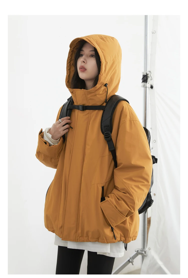 CHIC VEN Women Down Jacket Loose Outdoor Stand Up Collar Hooded 90 White Duck Down Lady Sport Coat Winter 2024 Female Clothing