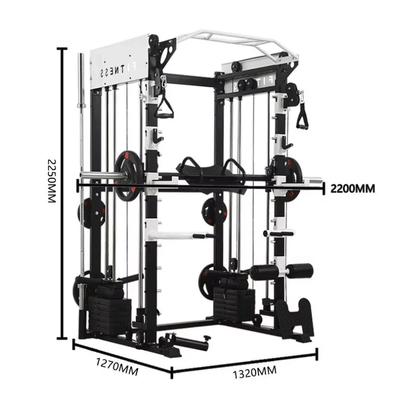2026 Multifunctional Squat Lifting Gantry Frame Integrated Smith Machine Gym Equipment