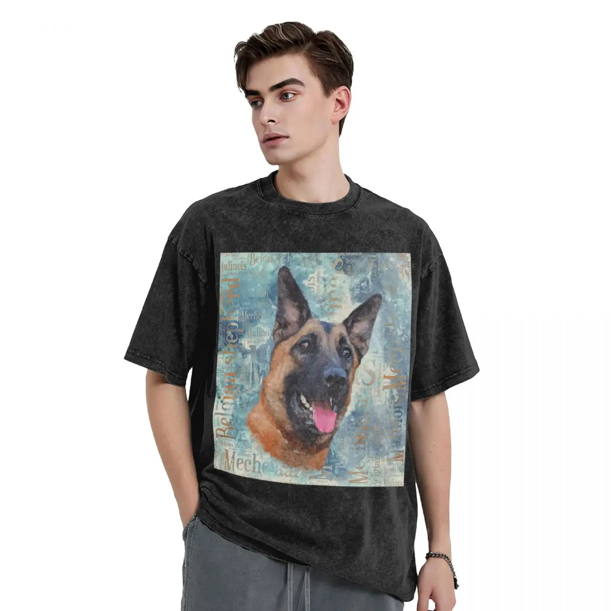 

Бельгийская овчарка Malinois Mechelaar, мытые футболки с собакой, винтажная футболка в стиле хип-хоп с короткими рукавами, уличная одежда, футболки для мужчин и женщин