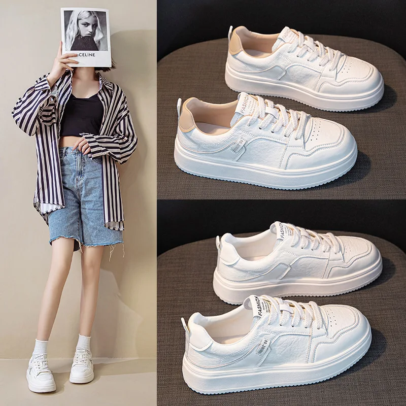 

Leather White Sneakers Women's Lightweight Flat Bottom Trendy Sports Casual Popular Internet Famous Board Shoes Autumn 2025