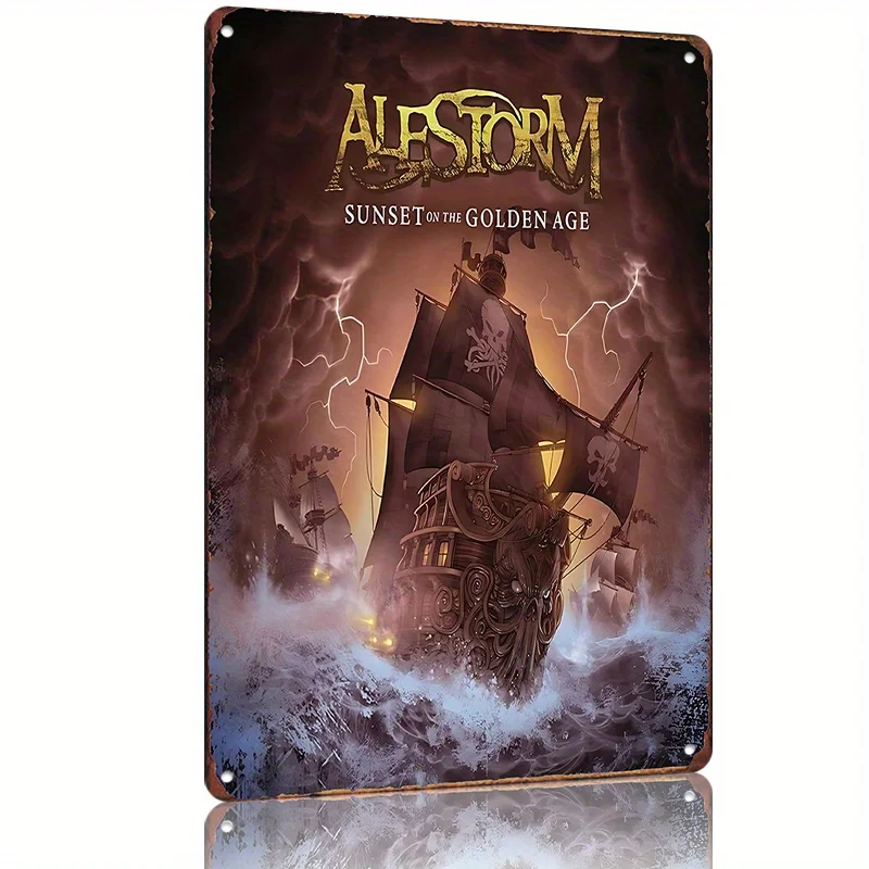 Alestorm - Sunset on the Golden Age Deluxe Edition Metal Tin Sign , Vintage Pirate Ship Wall Art with Design, Iron M