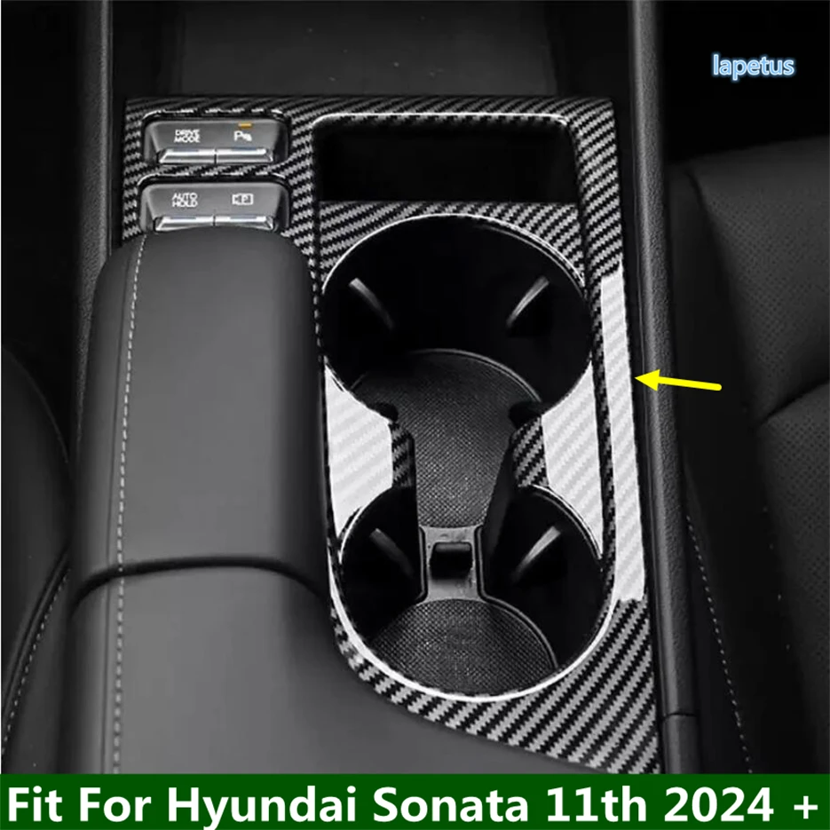 

Carbon Fiber ABS Center Central Control Gear Box Shift Front Water Cup Holder Panel Cover Trim For Hyundai Sonata 11th 2024 2025